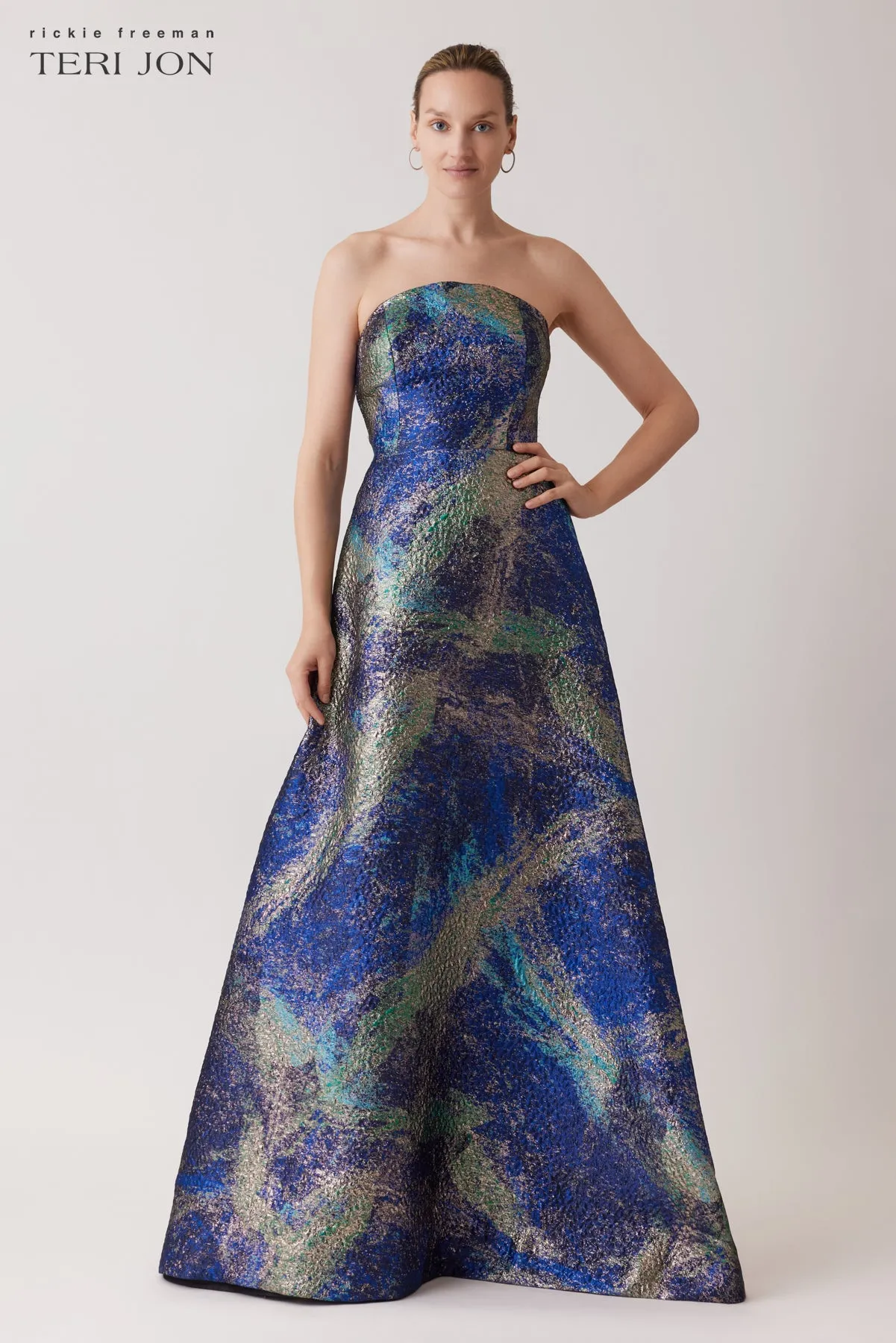 Strapless Jacquard Starburst Pattern Gown sold by Teri Jon