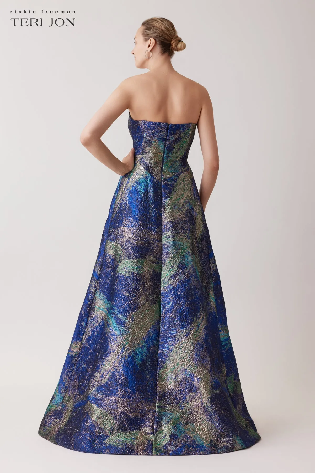 Strapless Jacquard Starburst Pattern Gown sold by Teri Jon product image thumbnail 3