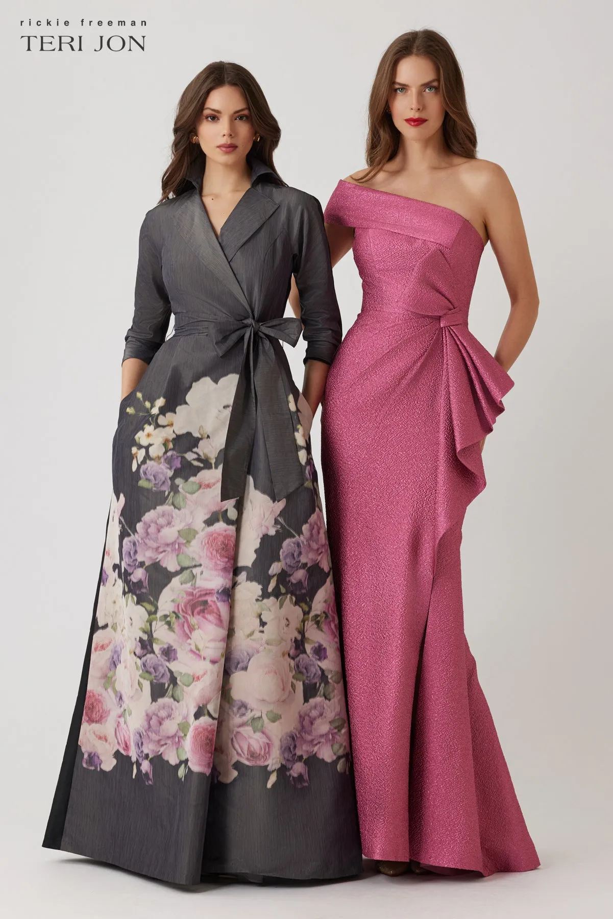 Metallic Jacquard One Shoulder High Low Gown sold by Teri Jon product image thumbnail 4