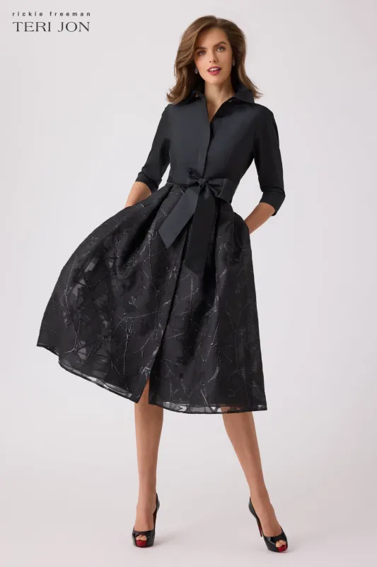 Taffeta And Organza Shirt Waist Dress sold by Teri Jon