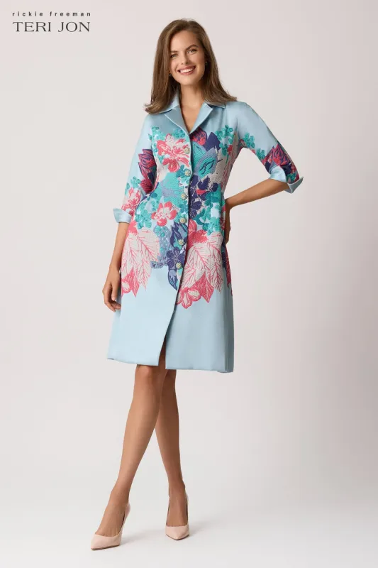 Jacquard Floral Coat Dress sold by Teri Jon