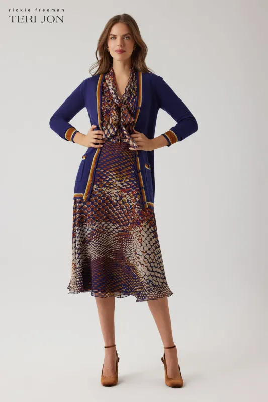 Double Knit Striped Trim Cardigan With Pockets sold by Teri Jon