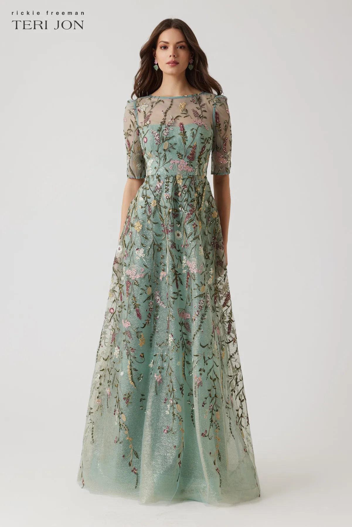Embroidered Tulle A Line Gown sold by Teri Jon