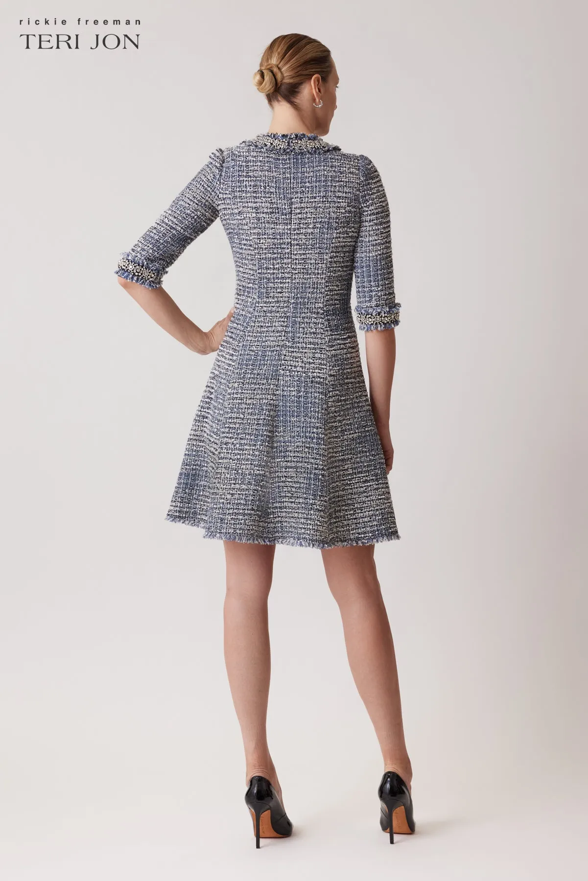 Tweed Jewel Trim A Line Dress sold by Teri Jon product image thumbnail 2