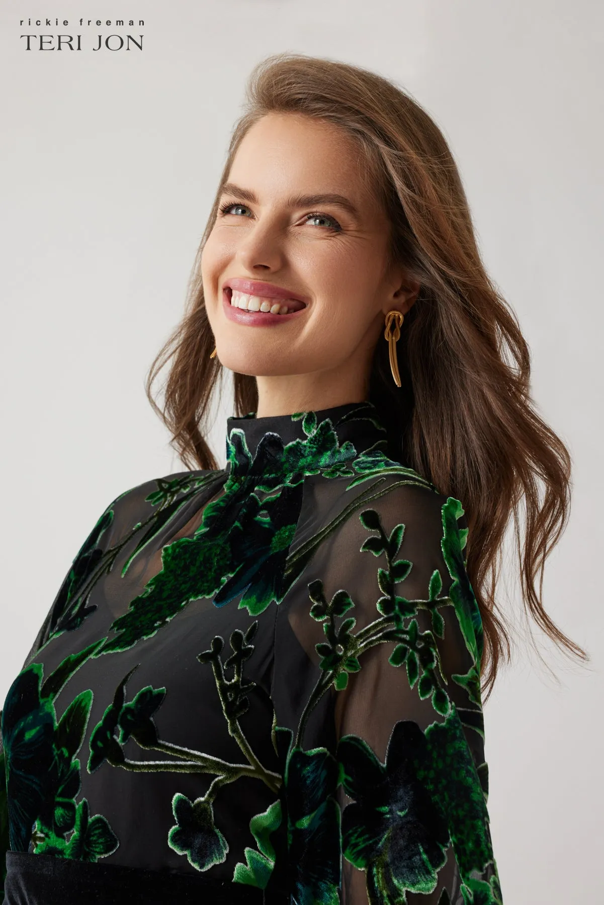 Velvet Burnout Floral Belted Dress sold by Teri Jon product image thumbnail 3