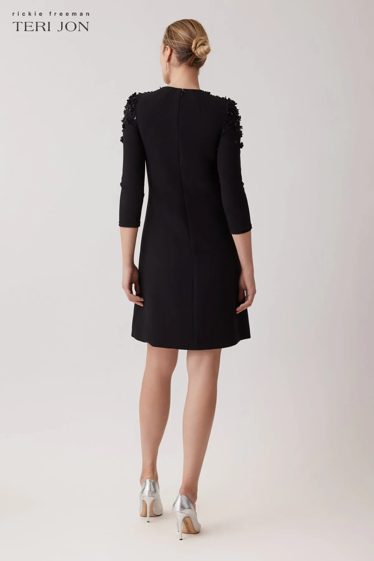 Crepe Floral Beaded Applique Dress sold by Teri Jon product image thumbnail 4