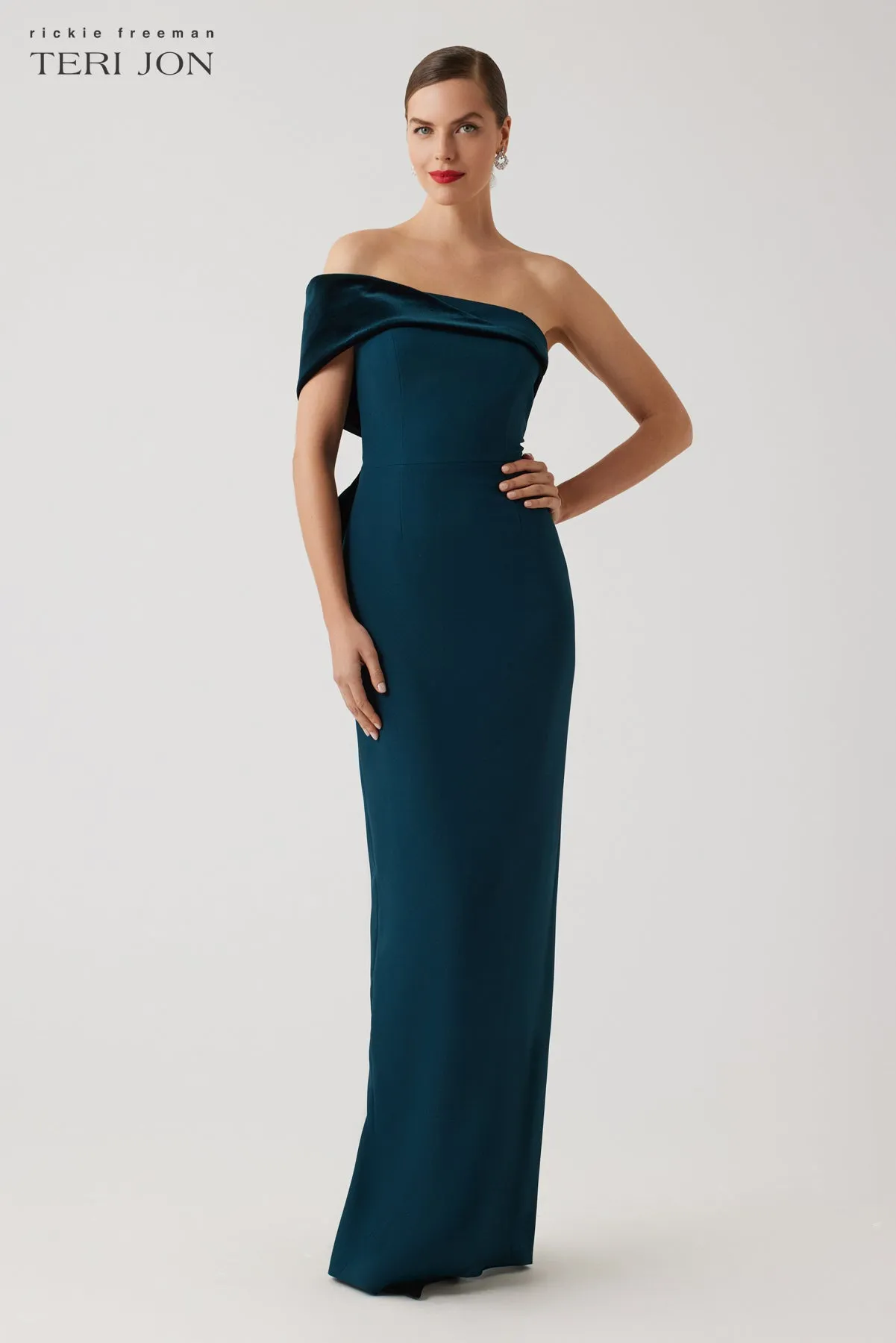 Crepe Off The Shoulder Bow Gown sold by Teri Jon product image thumbnail 2