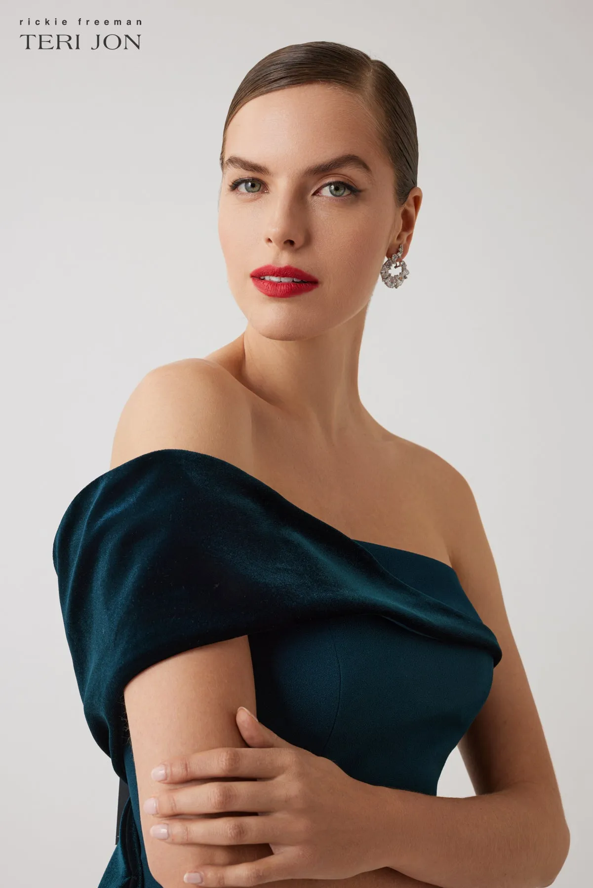Crepe Off The Shoulder Bow Gown sold by Teri Jon product image thumbnail 3
