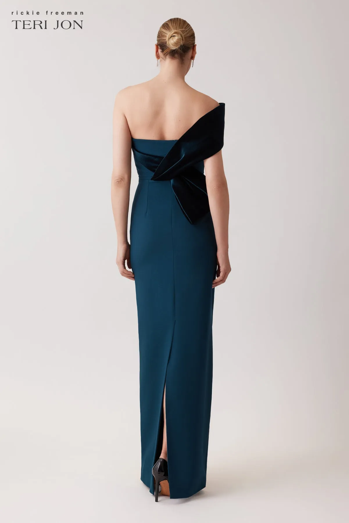 Crepe Off The Shoulder Bow Gown sold by Teri Jon product image thumbnail 4