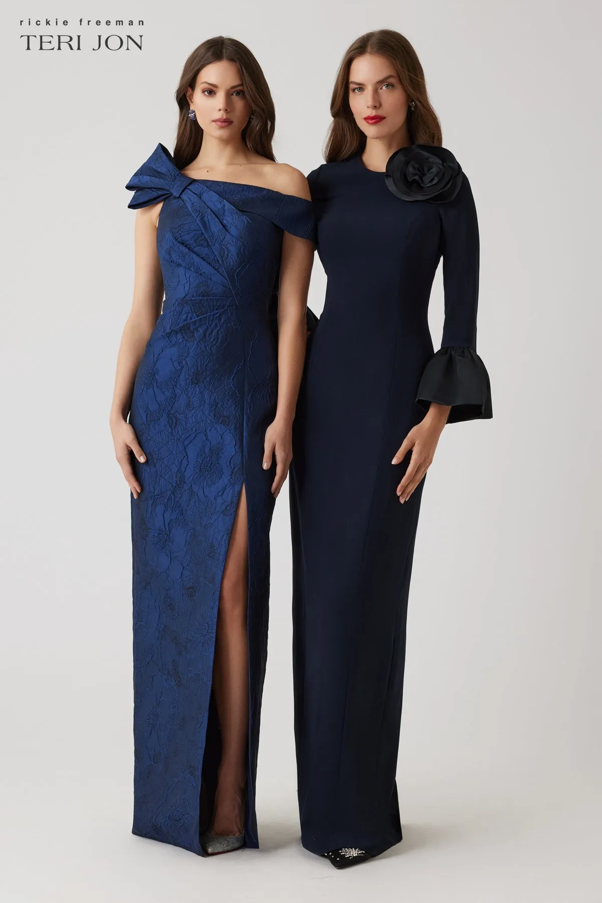 Crepe Flower And Flounce Cuff Gown sold by Teri Jon product image thumbnail 4