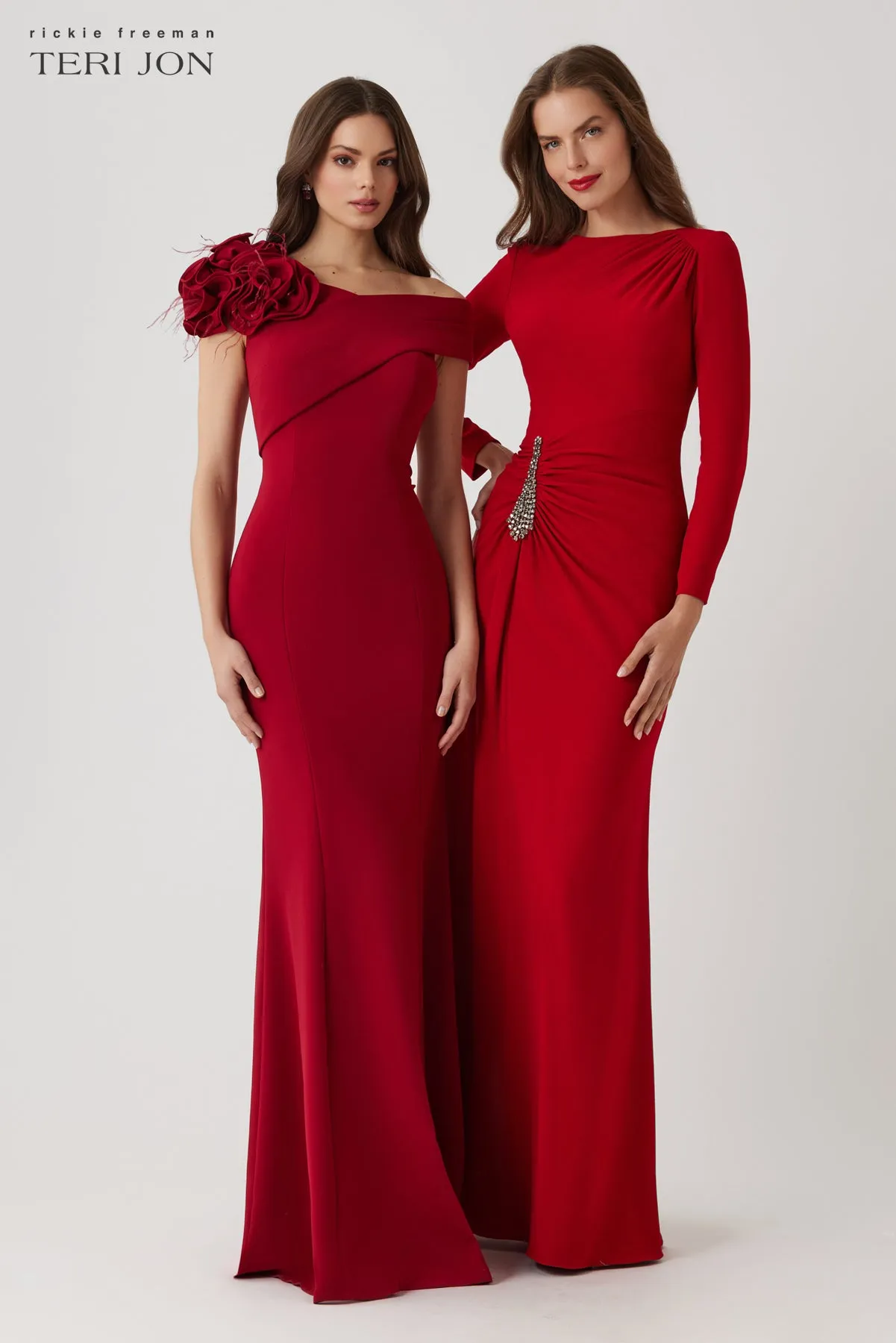 Crepe Ruched Jewel Applique Gown sold by Teri Jon product image thumbnail 4