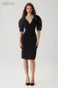 Crepe Flower And Puff Sleeve Dress sold by Teri Jon