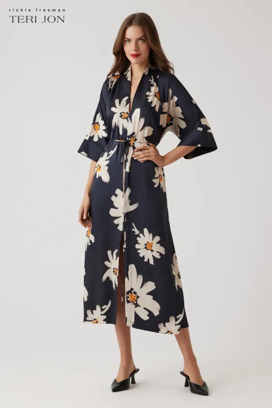 Twill Flower Print Kimono Dress made by Teri Jon