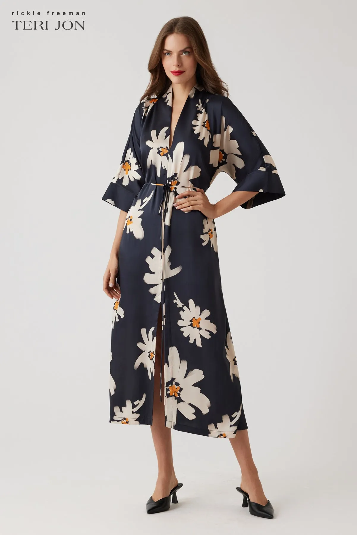 Twill Flower Print Kimono Dress sold by Teri Jon