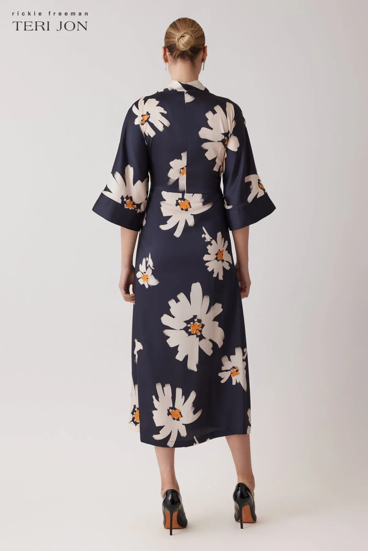 Twill Flower Print Kimono Dress sold by Teri Jon product image thumbnail 5