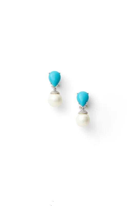 Turquoise Pearl Drop Earrings sold by Teri Jon
