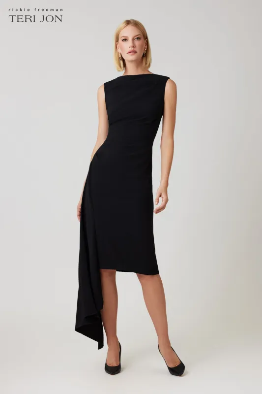 Crepe Asymmetrical Hem Ruched Side Dress sold by Teri Jon