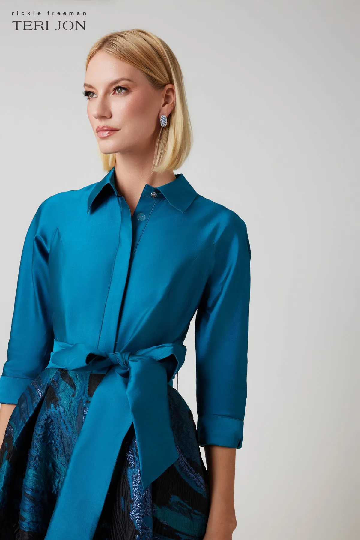 Jacquard Pattern Skirt Shirt Waist Gown sold by Teri Jon product image thumbnail 3