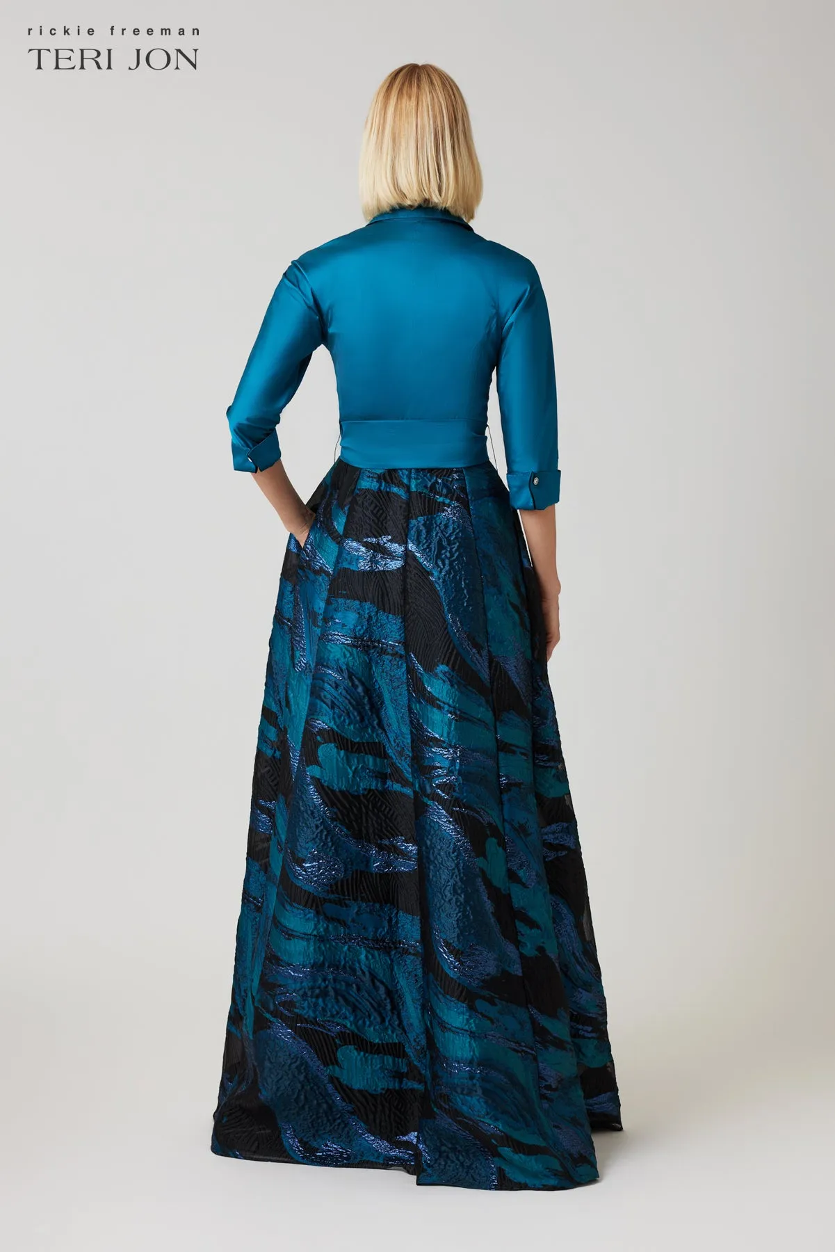 Jacquard Pattern Skirt Shirt Waist Gown sold by Teri Jon product image thumbnail 4