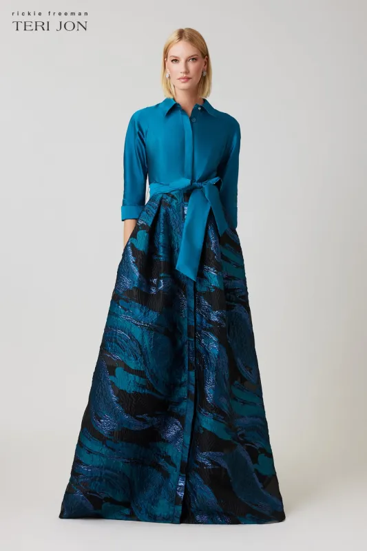 Jacquard Pattern Skirt Shirt Waist Gown sold by Teri Jon