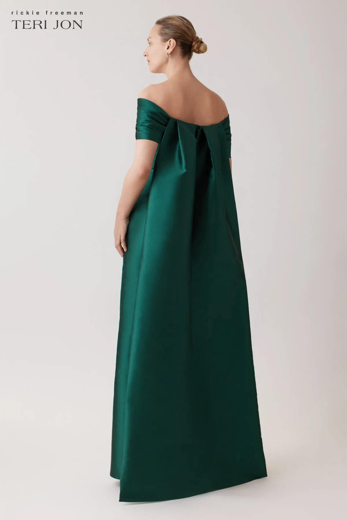 Taffeta Twist Bodice Column Cape Gown sold by Teri Jon product image thumbnail 4