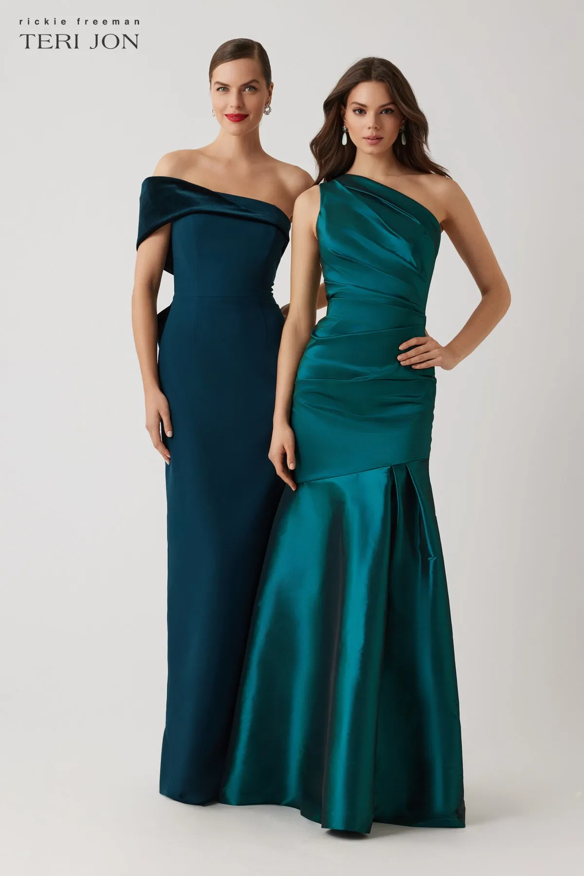 Stretch Taffeta Pleated One Shoulder Gown sold by Teri Jon product image thumbnail 4