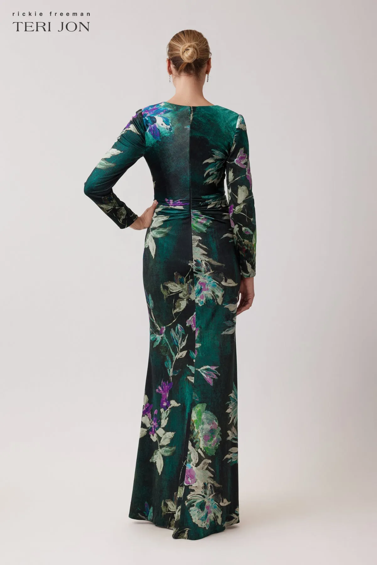 Floral Velvet Jewel Applique Gown sold by Teri Jon product image thumbnail 3