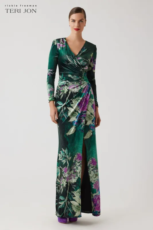 Floral Velvet Jewel Applique Gown sold by Teri Jon