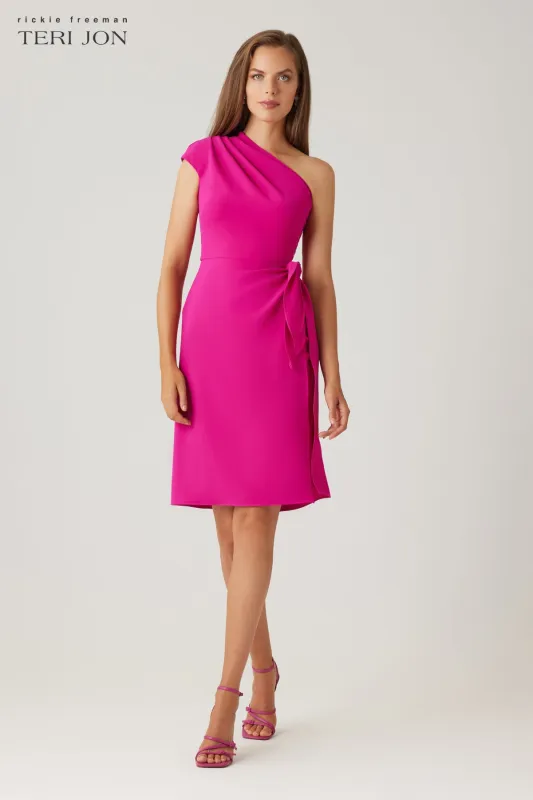 Crepe One Shoulder Apron Skirt Dress sold by Teri Jon