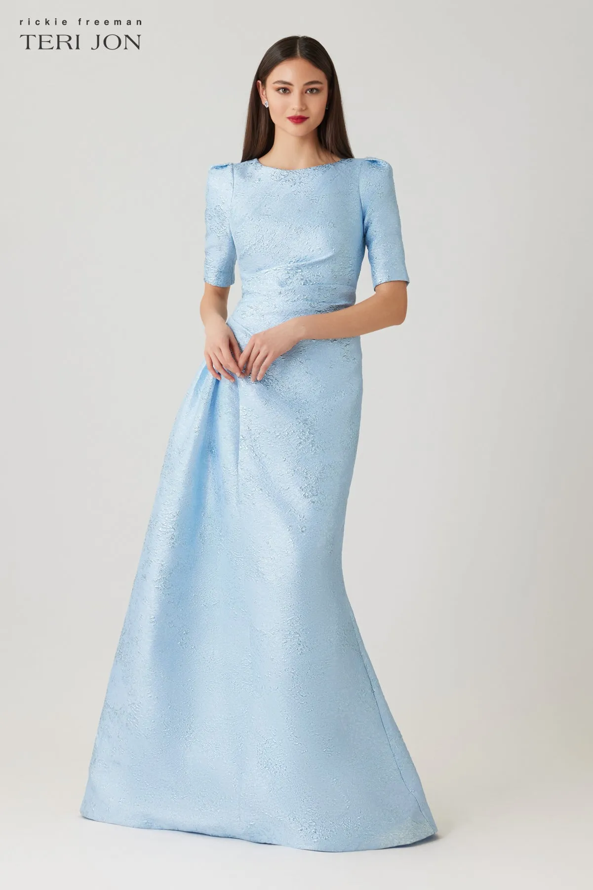 Metallic Jacquard Side Drape Gown sold by Teri Jon product image thumbnail 2