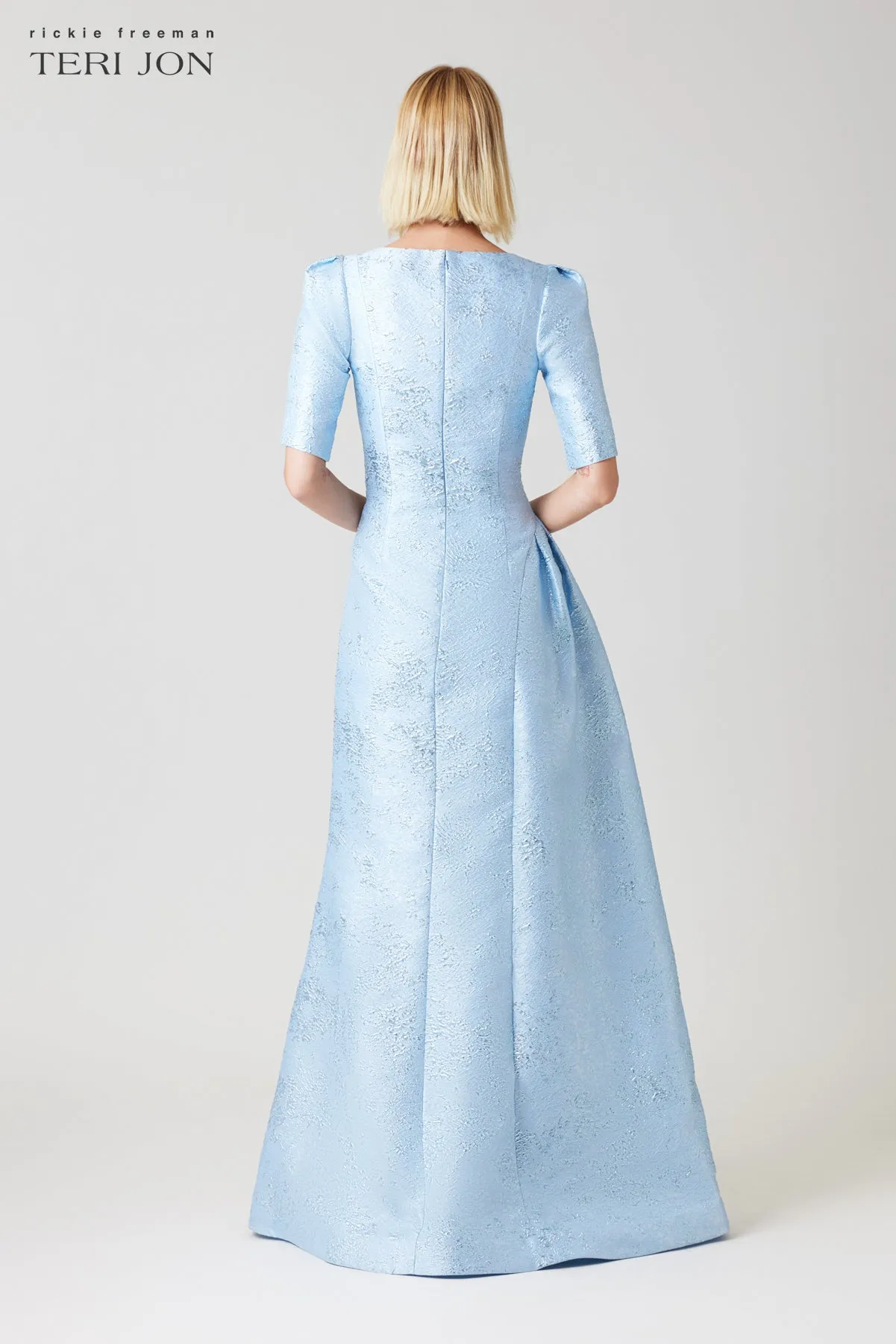 Metallic Jacquard Side Drape Gown sold by Teri Jon product image thumbnail 3