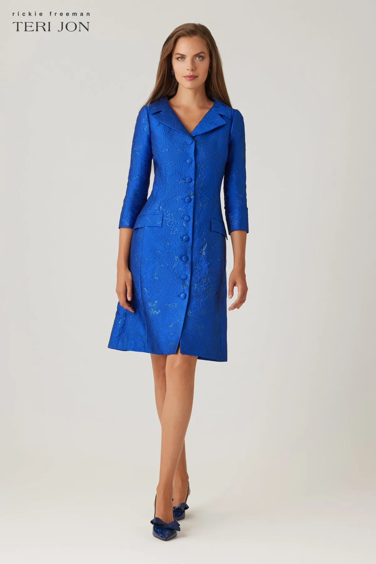 Metallic Jacquard Coat Dress sold by Teri Jon product image thumbnail 2