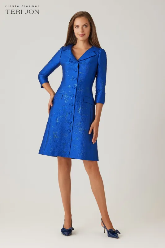 Metallic Jacquard Coat Dress sold by Teri Jon