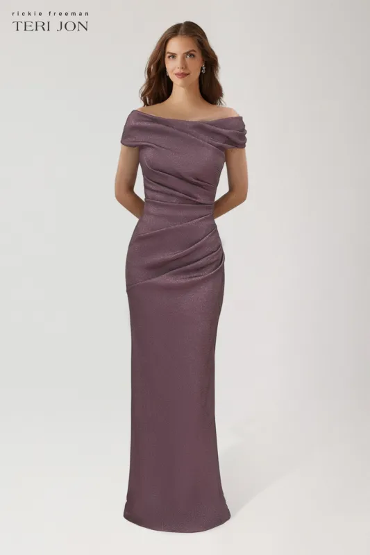 Stretch Jacquard Ruched Gown sold by Teri Jon
