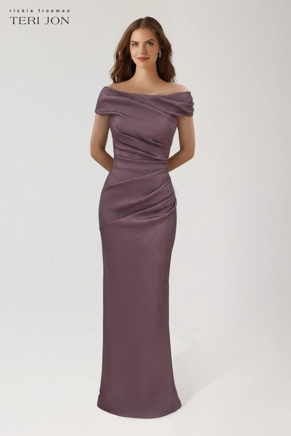 Stretch Jacquard Ruched Gown sold by Teri Jon