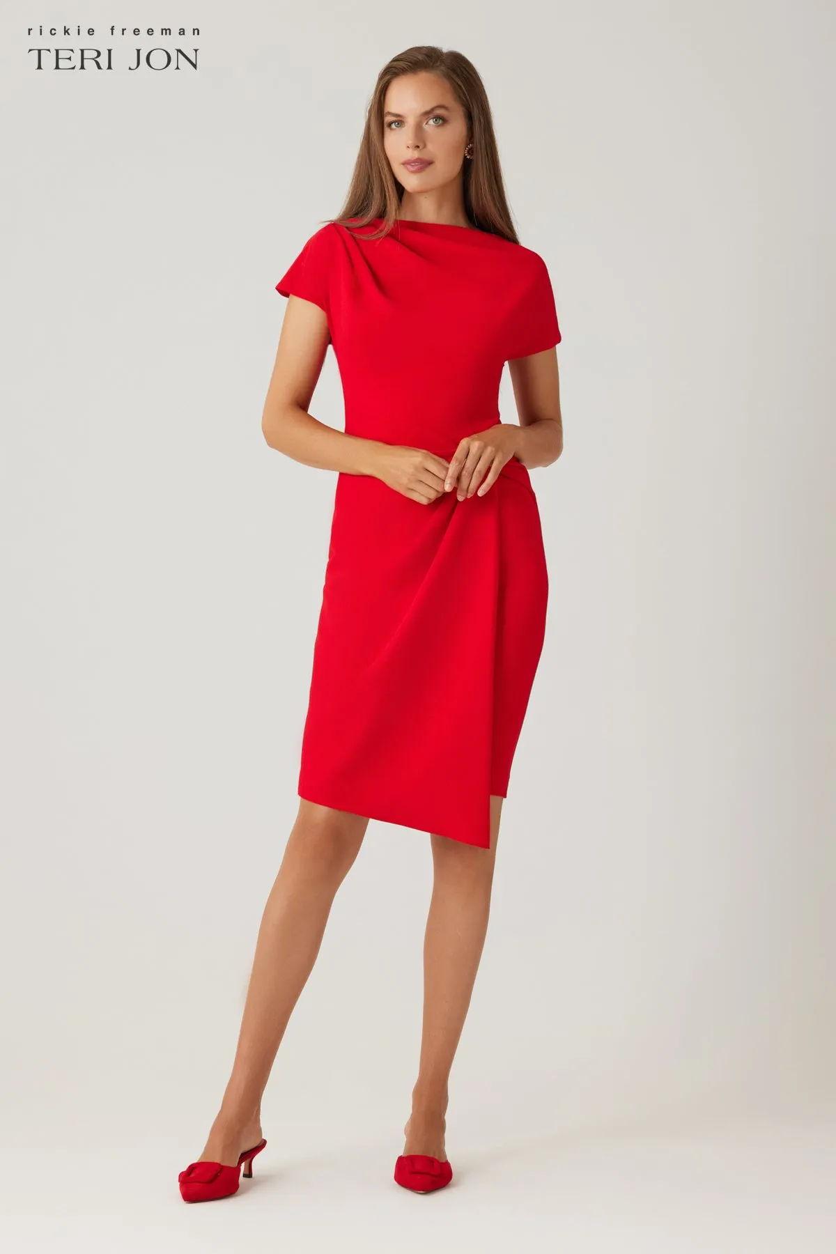 Crepe Cap Sleeve Sarong Dress sold by Teri Jon product image thumbnail 2