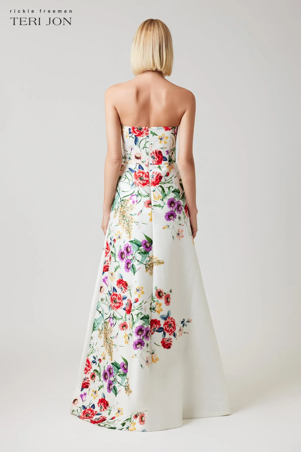 Mikado Floral Print Strapless Gown sold by Teri Jon product image thumbnail 4