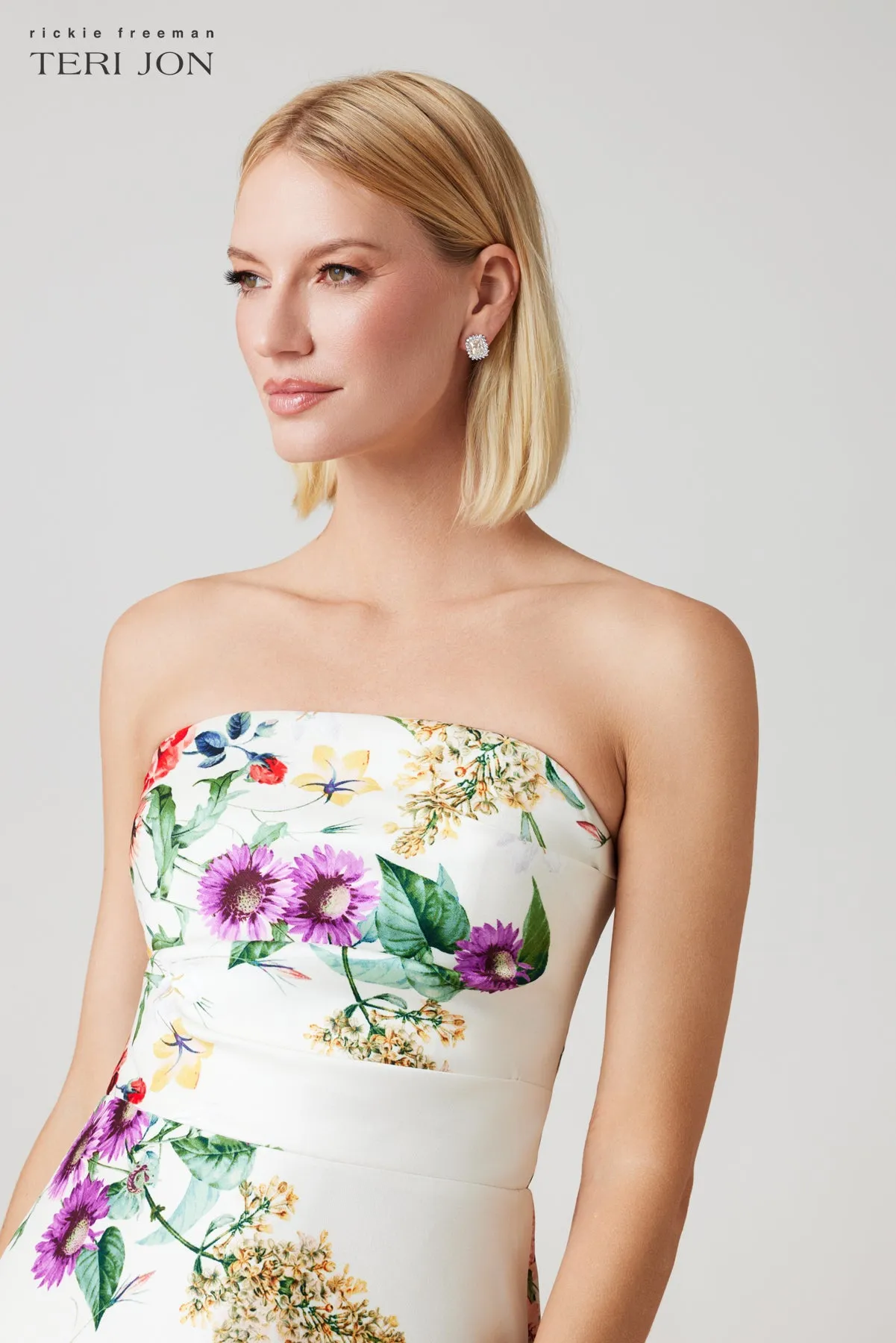 Mikado Floral Print Strapless Gown sold by Teri Jon product image thumbnail 3