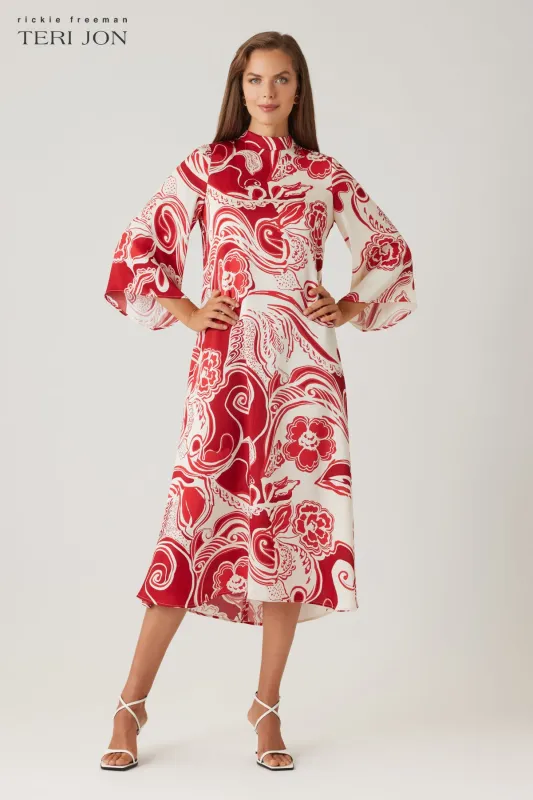 Twill Paisley Print Midi Dress sold by Teri Jon