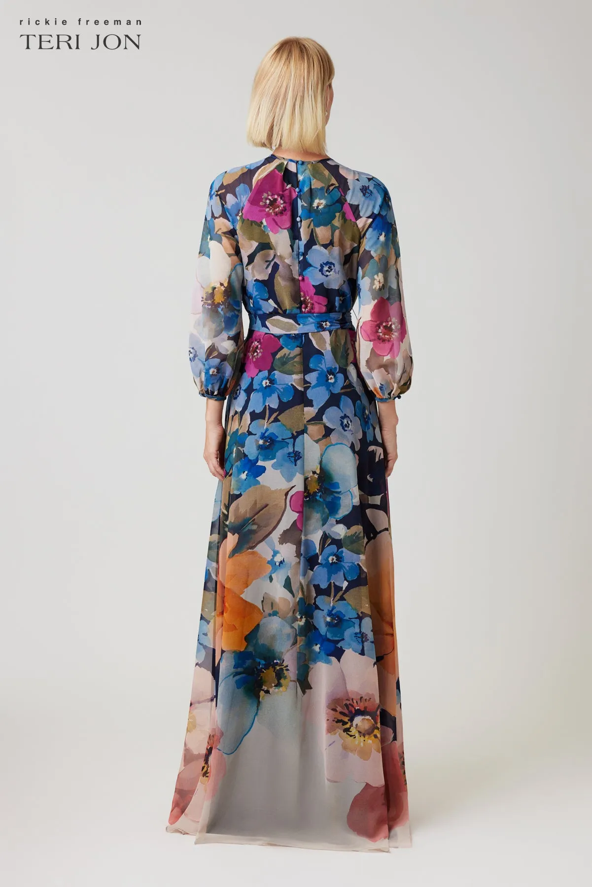 Chiffon Floral Print Maxi Gown sold by Teri Jon product image thumbnail 4
