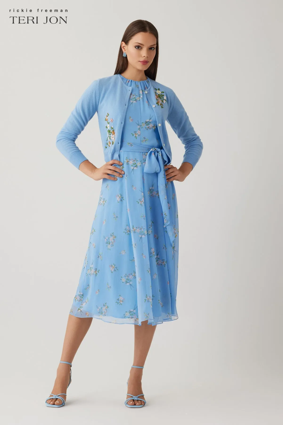 Flower Embroidered Cardigan sold by Teri Jon product image thumbnail 3