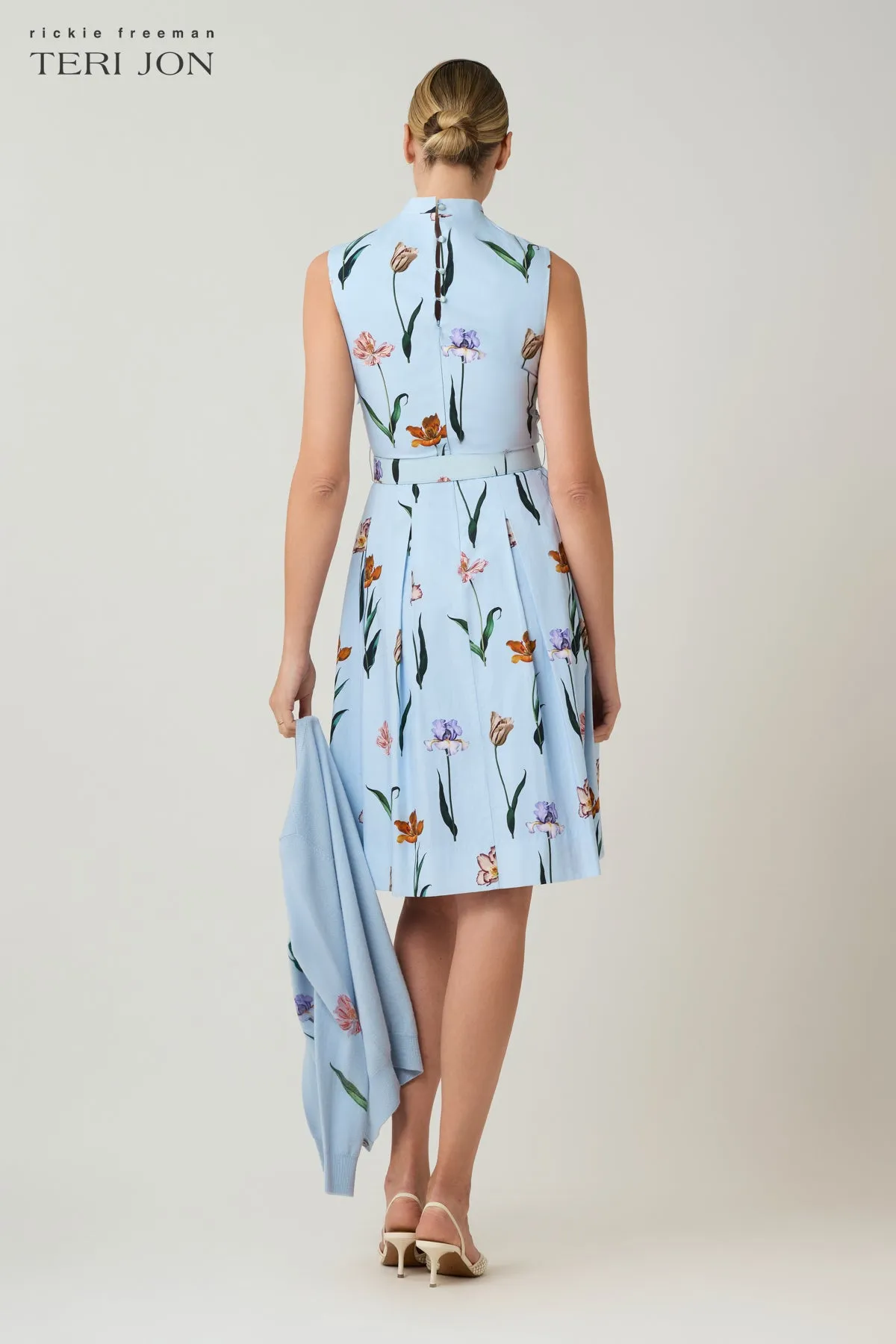 Cotton Print Tie Neck Dress sold by Teri Jon product image thumbnail 4