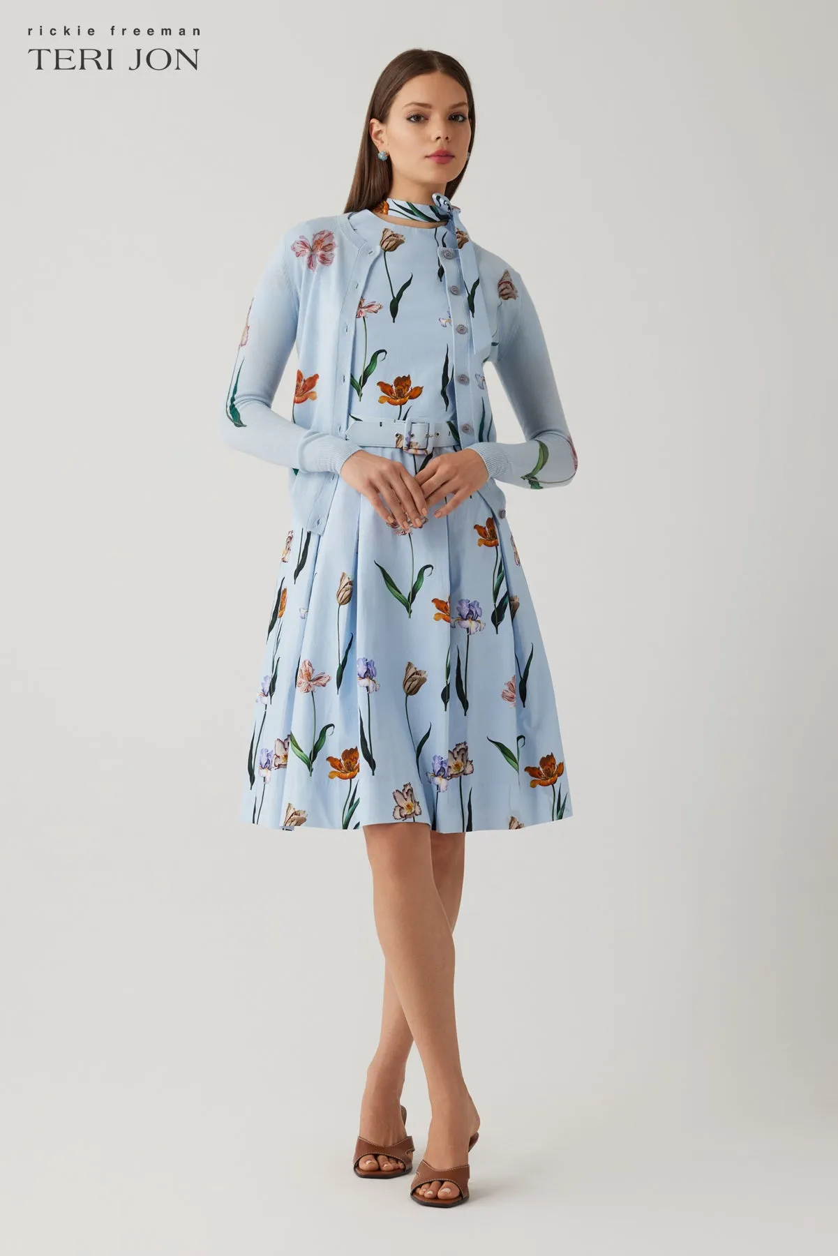 Cotton Print Tie Neck Dress sold by Teri Jon product image thumbnail 3