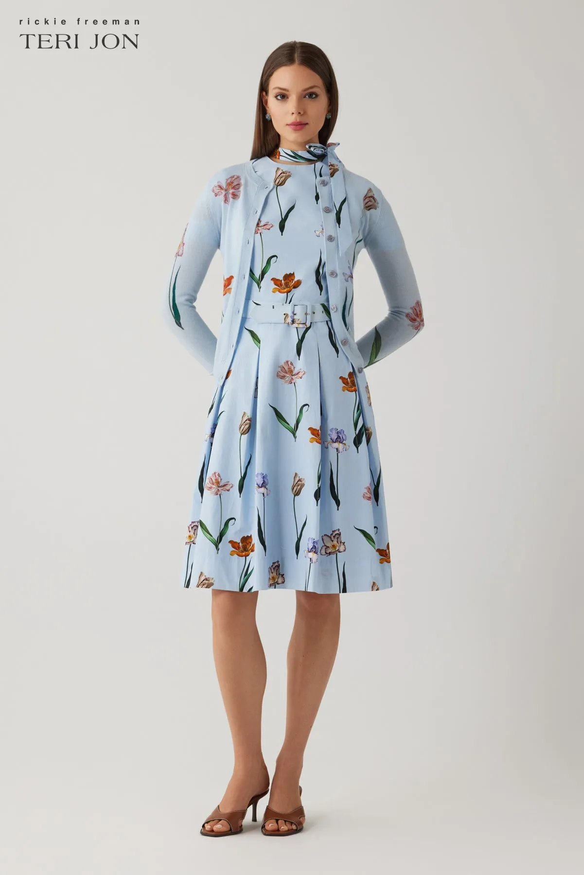 Knit Cardigan Printed Flower sold by Teri Jon product image thumbnail 2