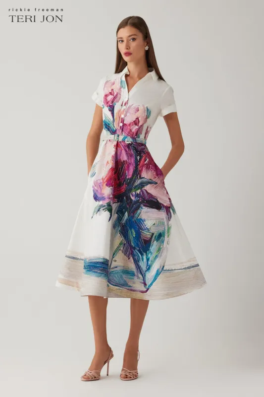 Cotton Floral Short Sleeve Shirtwaist Dress made by Teri Jon