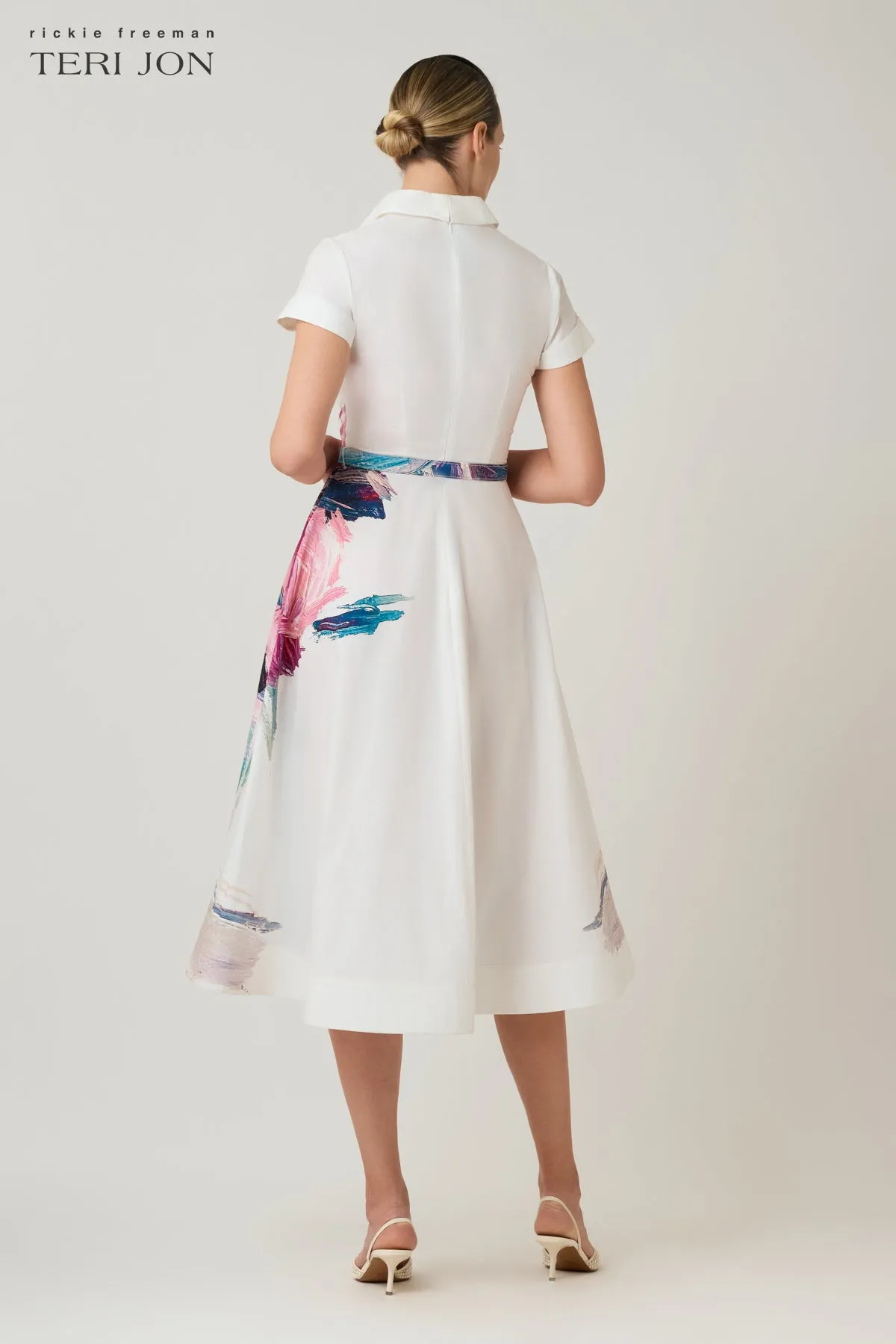 Cotton Floral Short Sleeve Shirtwaist Dress sold by Teri Jon product image thumbnail 3