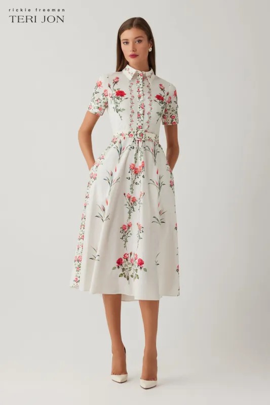 Cotton Shirt Waist Placed Print Dress sold by Teri Jon