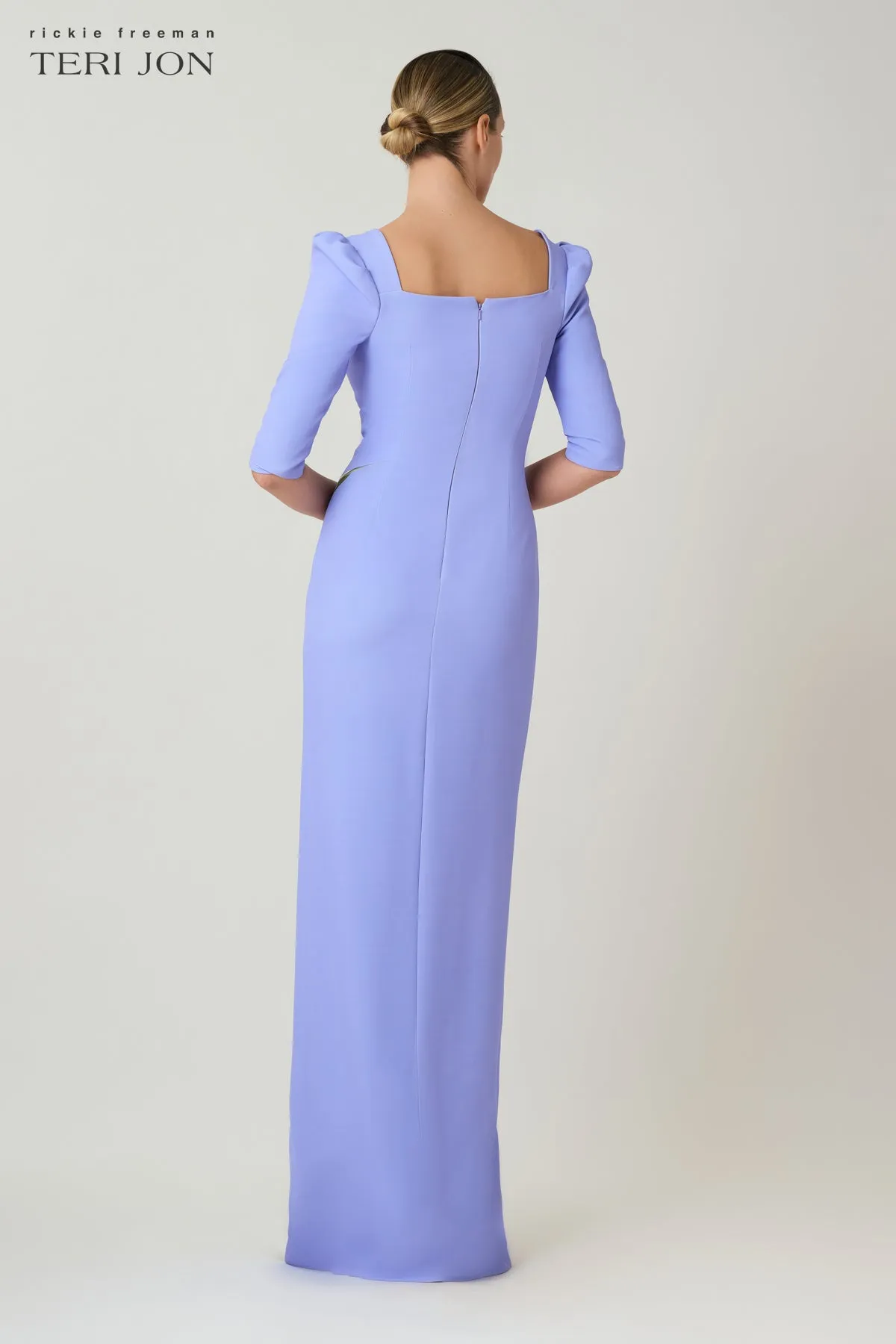 Crepe Digital Flower Print Column Gown sold by Teri Jon product image thumbnail 3