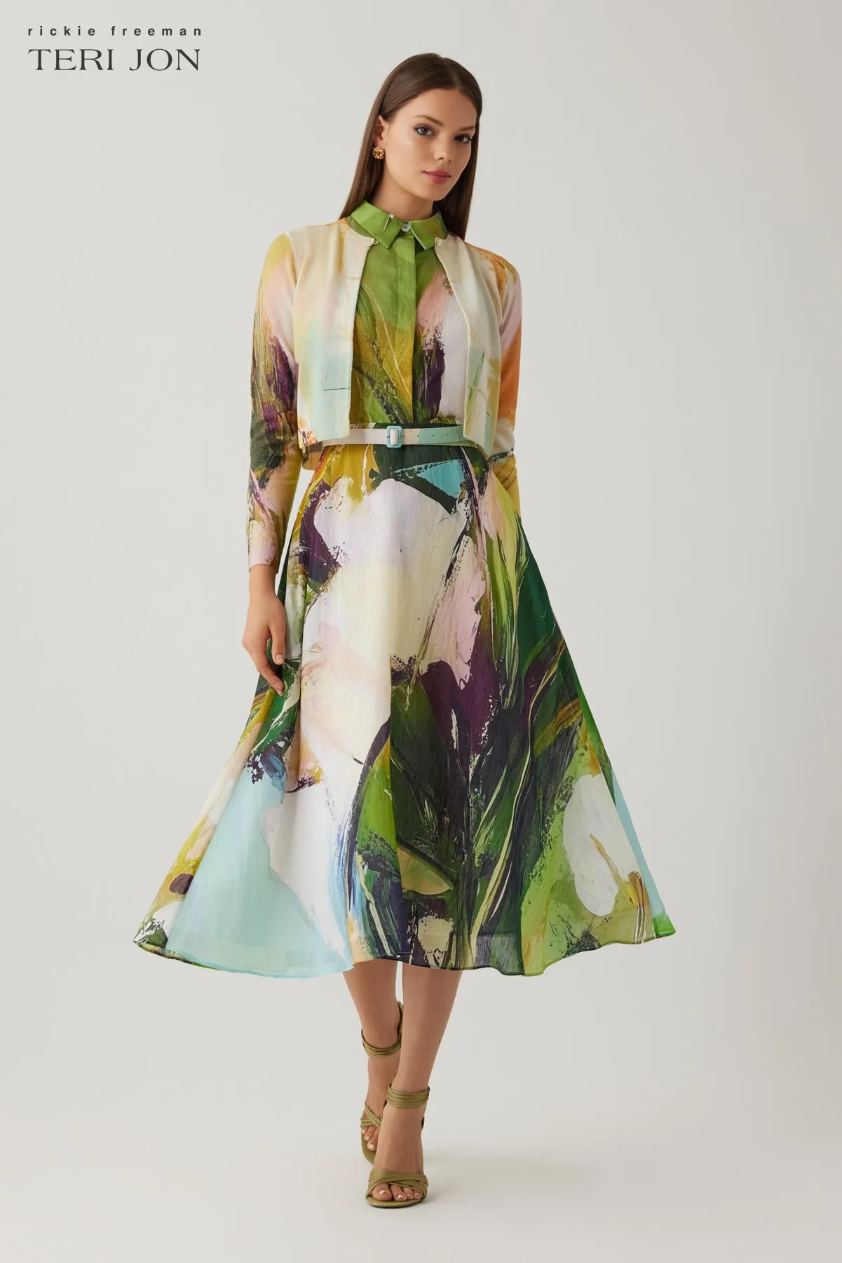 Knit Abstract Print Cardigan sold by Teri Jon product image thumbnail 3