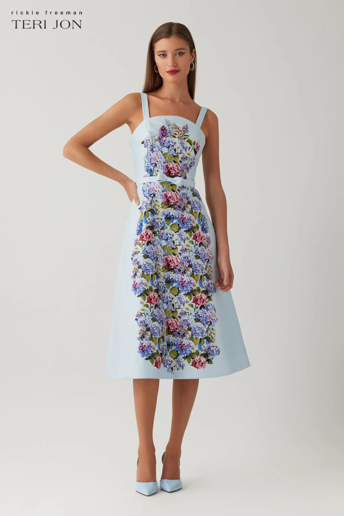Mikado Sleeveless Floral Print Dress sold by Teri Jon product image thumbnail 2